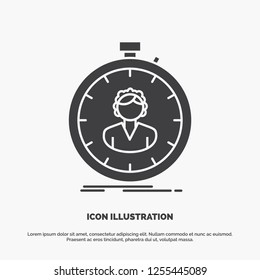 fast, speed, stopwatch, timer, girl Icon. glyph vector gray symbol for UI and UX, website or mobile application