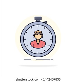 fast, speed, stopwatch, timer, girl Flat Color Icon Vector