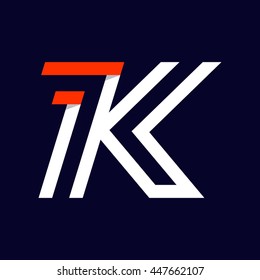 Fast speed two lines letter K logo on black. Sport elements for sportswear, t-shirt, banner, card, labels or posters.
