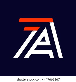 Fast speed two lines letter A logo on black. Sport elements for sportswear, t-shirt, banner, card, labels or posters.