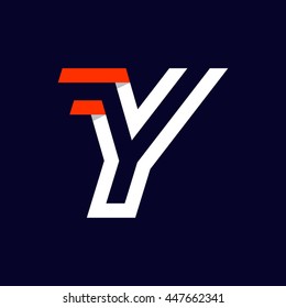 Fast speed two lines letter Y logo on black. Sport elements for sportswear, t-shirt, banner, card, labels or posters.