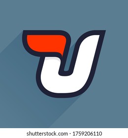 Fast speed U letter logo. Vector sport style typeface for athletic labels, technology titles, game posters or sportswear transfers. 