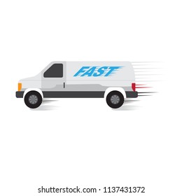 Fast Speed Van Truck and Car Shipping Cargo Logistic Delivery Vector for App and Website