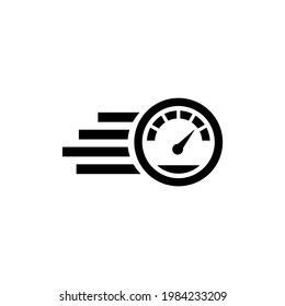 Fast Speedometer, High Speed. Flat Vector Icon illustration. Simple black symbol on white background. Fast Speedometer, High Speed sign design template for web and mobile UI element.
