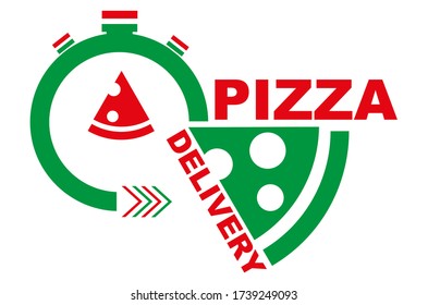 Signo de dibujo de vector de entrega rápida de pizza
