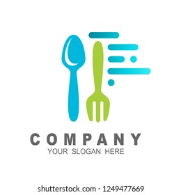 Fast spoon and fork logo template, spoons and forks logo, cutlery logo