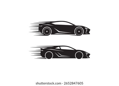 Fast Sports Car Silhouette with Speed Lines