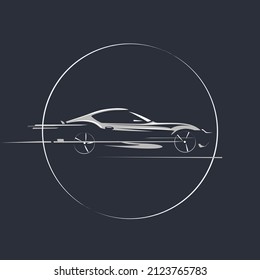 Fast Sportscar Coupe Silhouette With Speedlines. Abstract Speed Car Design. Vector