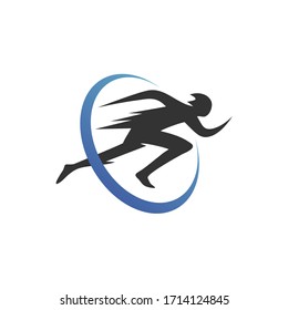 Fast sprinter logo design vector