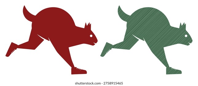 Fast squirrel sprinting, athletic creature jogging, fitness exercise symbol, active pet
