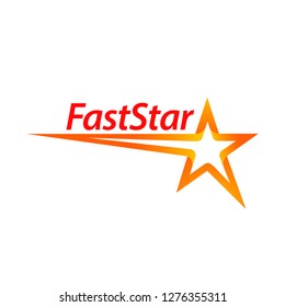 Fast star shape logo cencept design template idea in orange color
