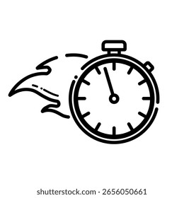 cronômetro rápido com flame - ícone de vetor