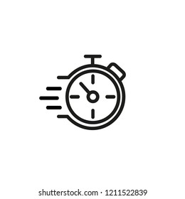 Fast Stopwatch Line Icon. Speed, Urgency, Deadline. Fast Time Concept. Vector Illustration Can Be Used For Topics Like Business, Competition, Time Management