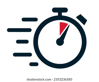 Fast stopwatch line icon, time management concept, urgent work. Fast delivery shipping service sign with timer. Speed clock symbol urgency, deadline, time management, competition sign - vector