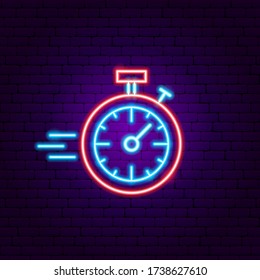 Signo de Neon de Stopwatch rápido. Ilustración vectorial de la promoción del tiempo.