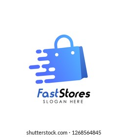 fast stores logo design template. shopping bag icon design