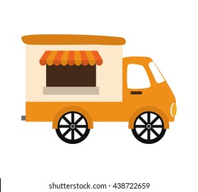 Fast and Street food concept. Eating outside. truck icon. Vector