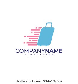 Fast Suitcase logo design vector. Suitcase logo design template concept