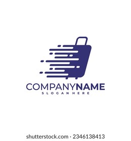Fast Suitcase logo design vector. Suitcase logo design template concept