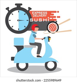 Entrega rápida de sushi, vector de reparto