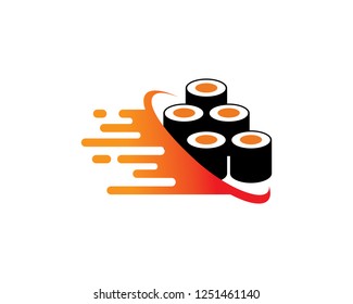 Fast Sushi Logo Template Design Vector, Emblem, Concept Design, Creative Symbol, Icon