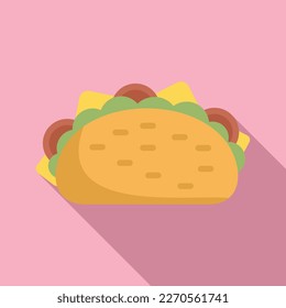 Fast taco icon flat vector. Mexican food. Tacos beef