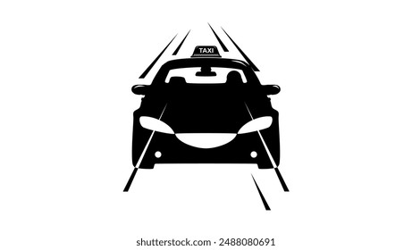 fast taxi, black isolated silhouette