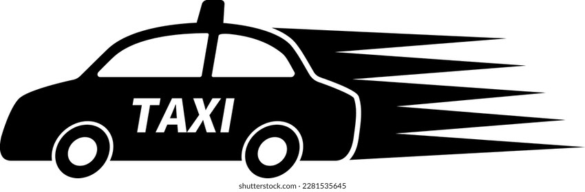 Fast taxi isolated vector silhouette.