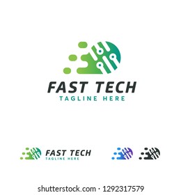 Fast Tech logo designs concept vector, Pixel technology logo template