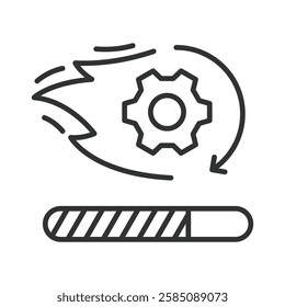 Fast technical updates, icon in line design. Fast technical updates, technology, innovation, software update, upgrade, speed on white background vector. Fast technical updates editable stroke icon