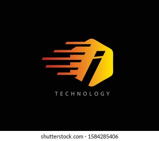 Fast Techno I Letter Logo Icon , Hexagon Symbol.