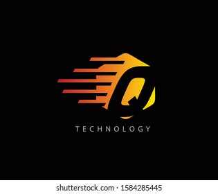 Fast Techno Q Letter Logo Icon , Hexagon Symbol.