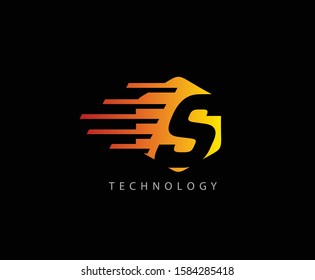 Fast Techno S Letter Logo Icon , Hexagon Symbol.