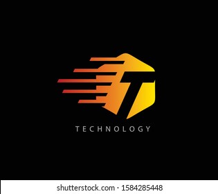 Fast Techno T Letter Logo Icon , Hexagon Symbol.