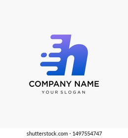 fast technology letter H logo design. speed design concept. Progress abstract creative sign. -vector
