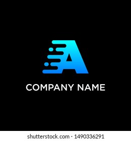 fast technology letter A logo design. speed design concept. Progress abstract creative sign. -vector