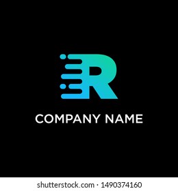 fast technology letter R logo design. speed design concept. Progress abstract creative sign. -vector