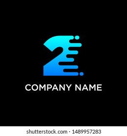 fast technology Number 2 logo design. speed design concept. Progress abstract creative sign. -vector