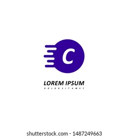fast technology purple logo letter C in circle speed design concept vector illustration