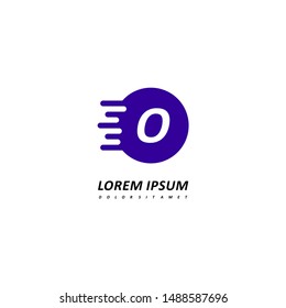fast technology purple O logo letter in circle speed design concept vector illustration