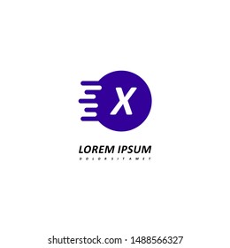 fast technology purple X logo letter in circle speed design concept vector illustration