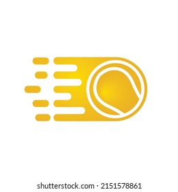 Diseño del logotipo del vector de tenis rápido. Concepto de diseño del logotipo del juego de velocidad.