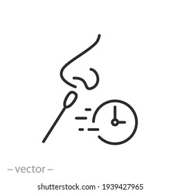 fast test coronavirus icon, quickly medical control, diagnosis virus covid19, laboratory analysis, thin line symbol on white background - editable stroke vector