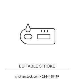 Fast test line icon. Covid19 rapid diagnostic test. Flu, coronavirus diagnostics equipment. Testing virus concept. Isolated vector illustration. Editable stroke