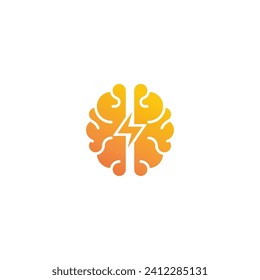 Fast thinking, Lightning brain, smart. Vector logo icon template