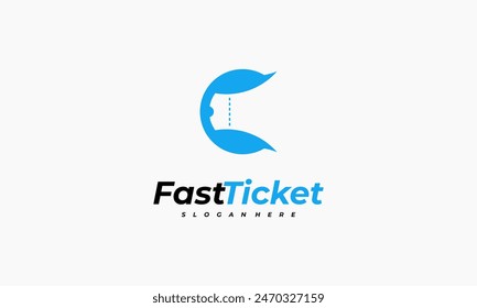Vector de concepto de diseño de logotipo de boleto rápido, símbolo de logotipo de boleto