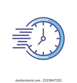 Fast time clock. Clock with fast speed lines, symbolizing efficiency, urgency and speed of time. Ideal for websites, apps and presentations needing a time-related concept.