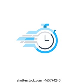 Fast time concept, rush hour logo, training session icon. Flat design illustration