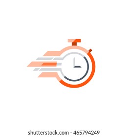 Fast time concept, rush hour logo, training session icon. Flat design illustration