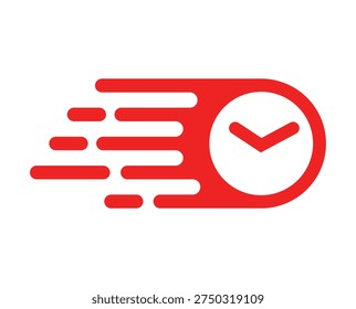 Fast time delivery clock icon featuring red horizontal motion lines on clean white background layout - Powered by Shutterstock - Get 15% off with code: PIKWIZARD15